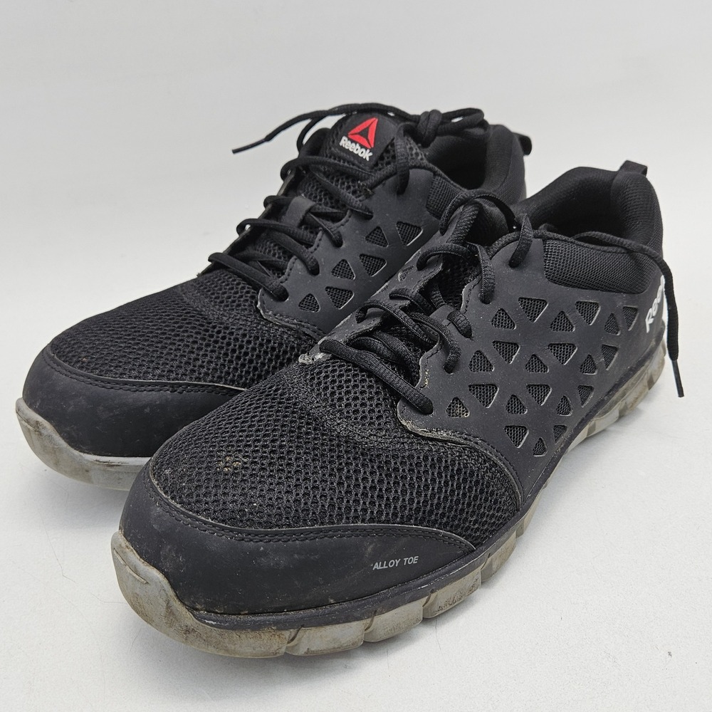 Reebok Work Sublite Cushion Mens 13M Black Alloy Toe Safety Shoes RB4041 EH